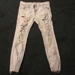 These are sky blue distressed jeans